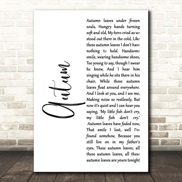 Paolo Nutini Autum White Script Song Lyric Print