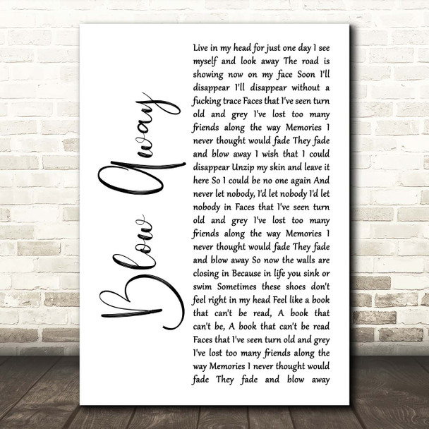 Staind Blow Away White Script Song Lyric Print