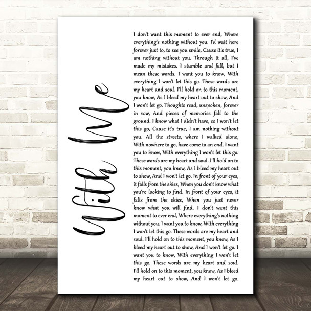 Sum 41 With Me White Script Song Lyric Print