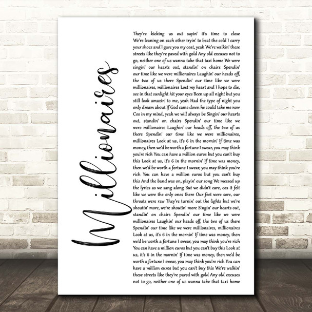The Script Millionaires White Script Song Lyric Print
