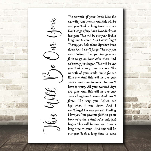 The Zombies This Will Be Our Year White Script Song Lyric Print