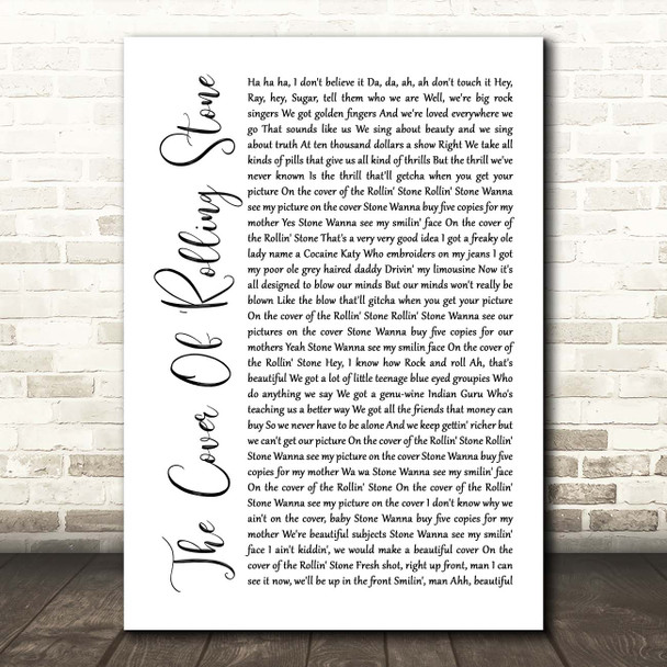 Dr. Hook The Cover Of 'Rolling Stone White Script Song Lyric Print