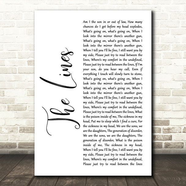 Beartooth The Lines White Script Song Lyric Wall Art Print