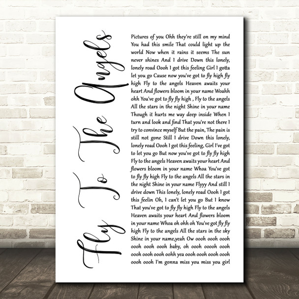 Slaughter Fly To The Angels White Script Song Lyric Wall Art Print