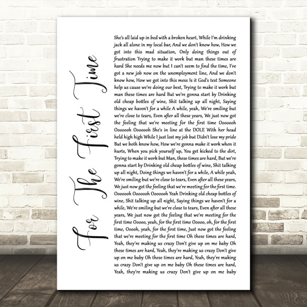 The Script For The First Time White Script Song Lyric Wall Art Print