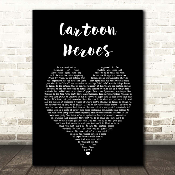 Aqua Cartoon Heroes Black Heart Song Lyric Print