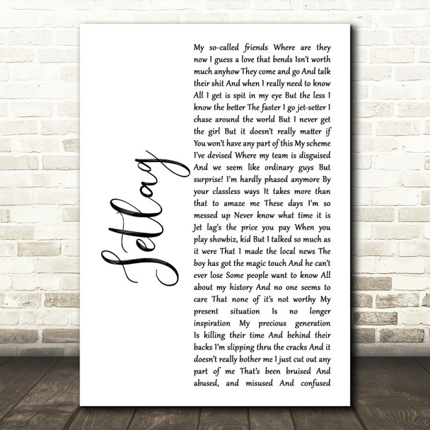 Brendan Benson Jetlag White Script Song Lyric Wall Art Print