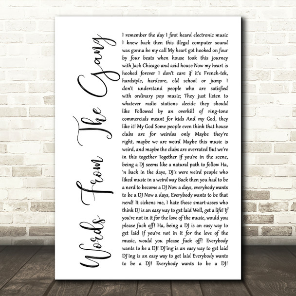 Coone Words From The Gang White Script Song Lyric Quote Print