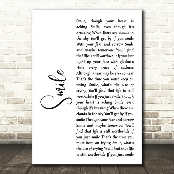 Michael Jackson Smile White Script Song Lyric Quote Print
