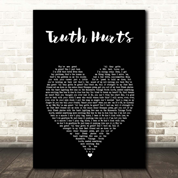 Lizzo Truth Hurts Black Heart Song Lyric Print