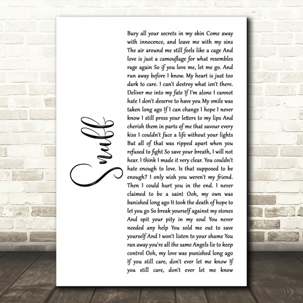 Slipknot Snuff White Script Song Lyric Quote Print