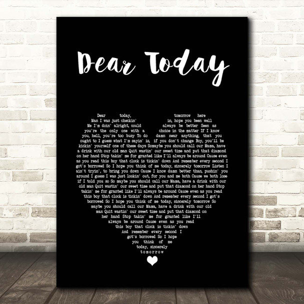 Luke Combs Dear Today Black Heart Song Lyric Print