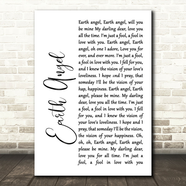 Marvin Berry & The Starlighters Earth Angel White Script Song Lyric Print