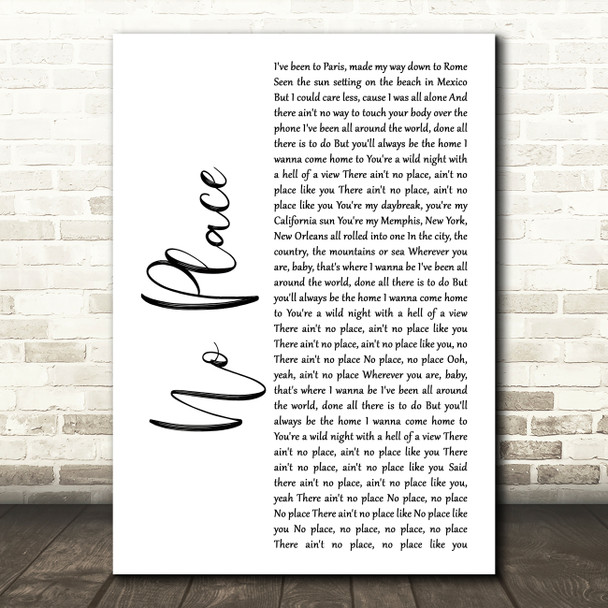Backstreet Boys No Place White Script Song Lyric Print