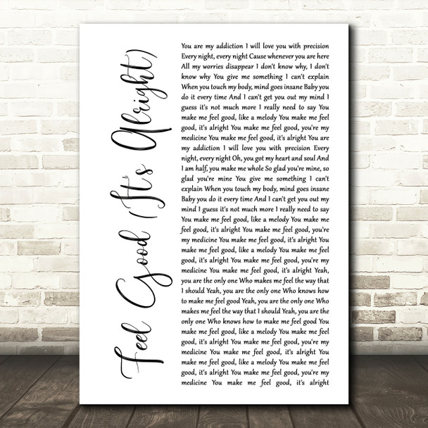 Blonde Feel Good (It's Alright) White Script Song Lyric Print