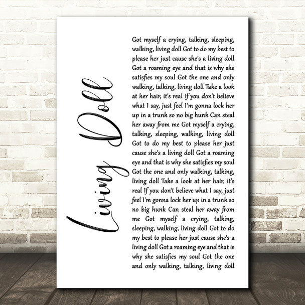 Cliff Richard and The Drifters Living Doll White Script Song Lyric Print