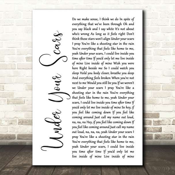 Godsmack Under Your Scars White Script Song Lyric Print