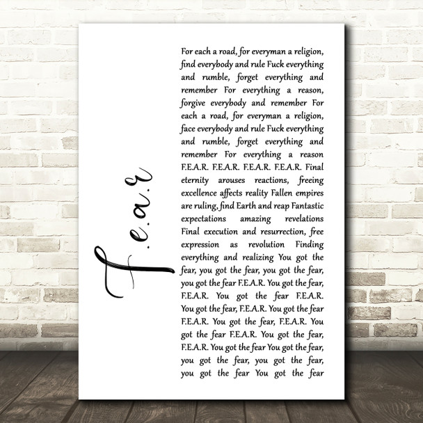 Ian Brown F.E.A.R White Script Song Lyric Print