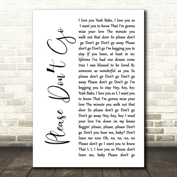 KC And The Sunshine Band Please Don't Go White Script Song Lyric Print