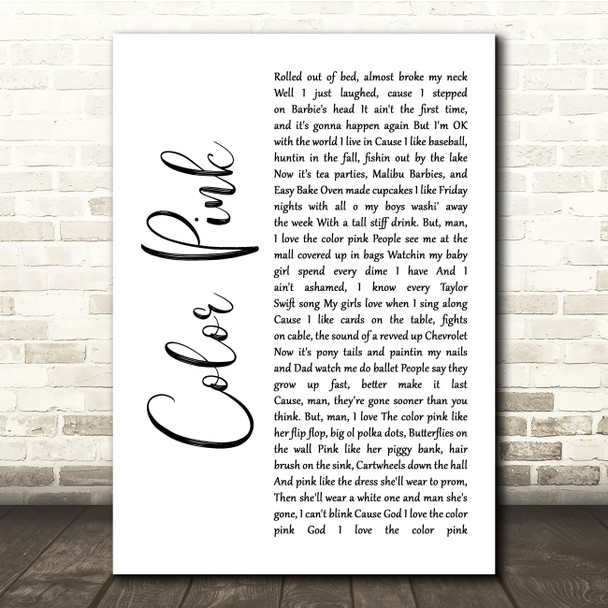 Walker McGurie Color Pink White Script Song Lyric Print