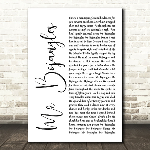 Sammy Davis Jr Mr. Bojangles White Script Song Lyric Quote Music Print