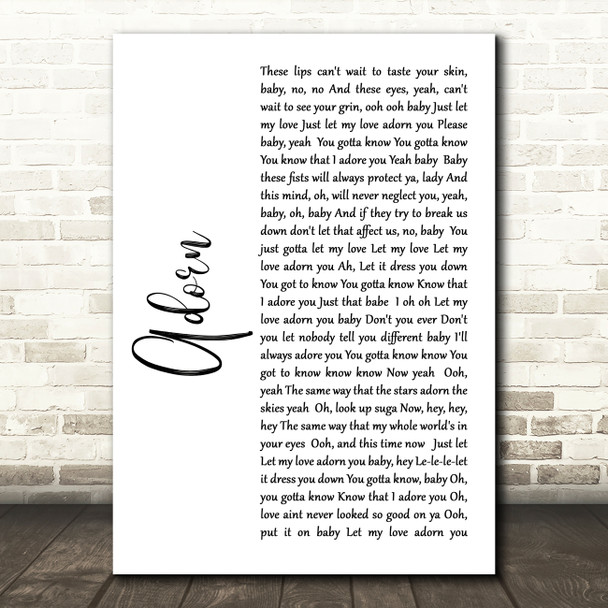 Miguel Adorn White Script Song Lyric Quote Print