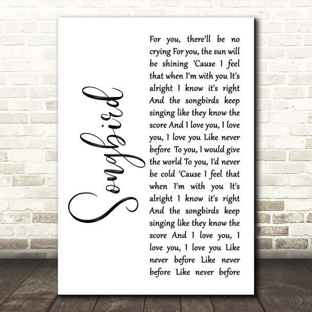 Eva Cassidy Songbird White Script Song Lyric Quote Print