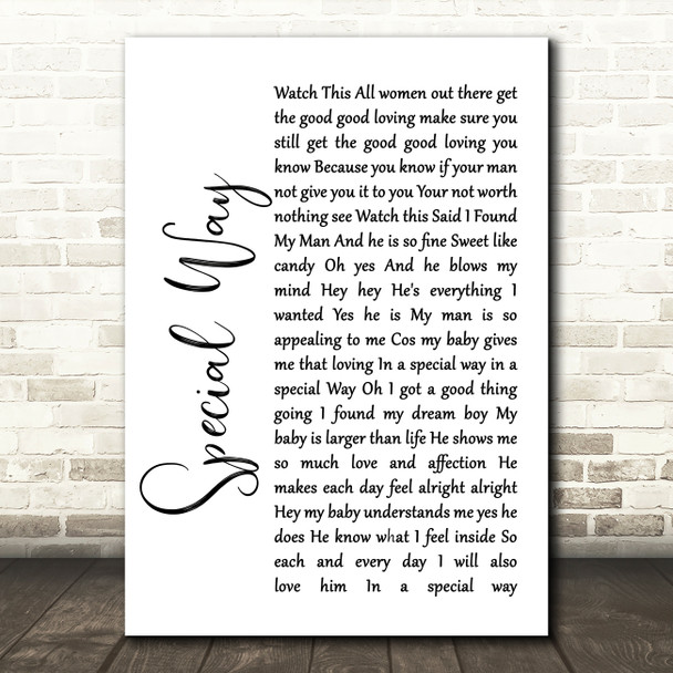 Sylvia Teller Special Way White Script Song Lyric Quote Print