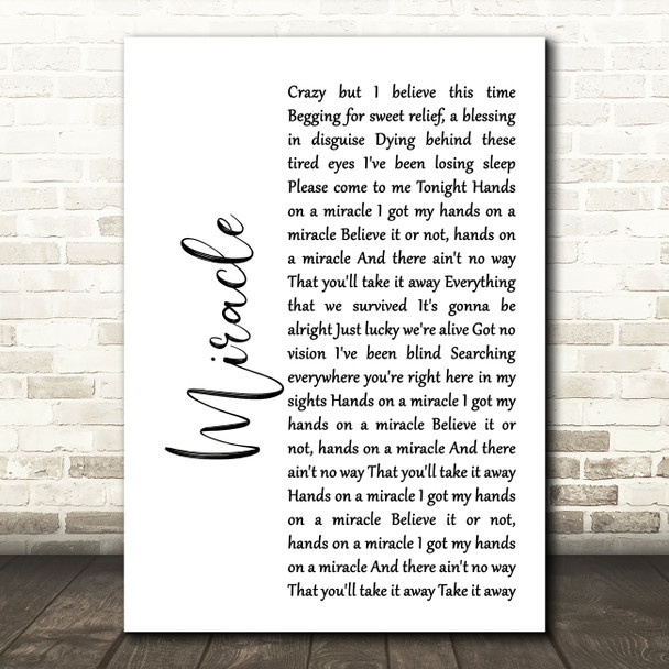 Foo Fighters Miracle White Script Song Lyric Quote Print