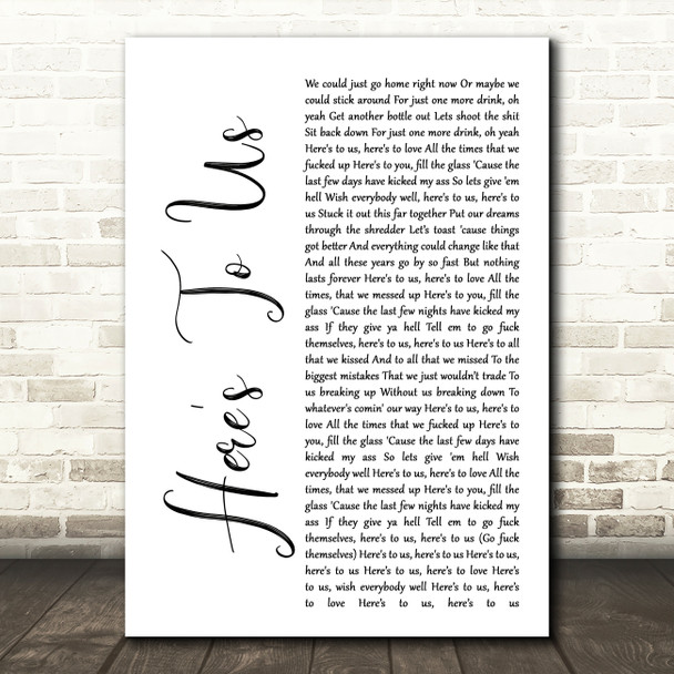 Halestorm Here's To Us White Script Song Lyric Quote Print