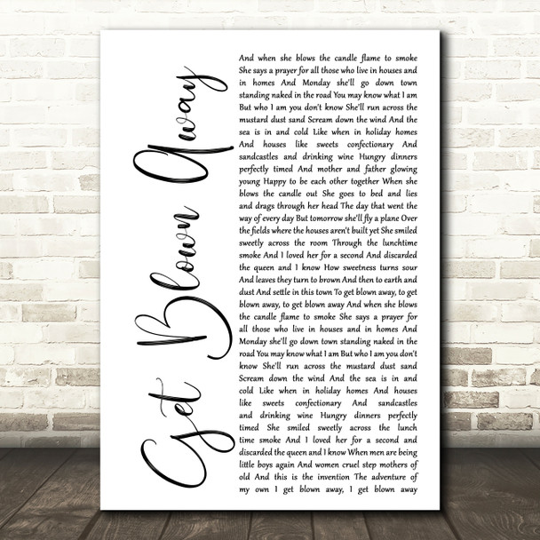 Ocean Colour Scene Get Blown Away White Script Song Lyric Quote Print