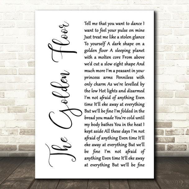 Snow Patrol The Golden Floor White Script Song Lyric Print