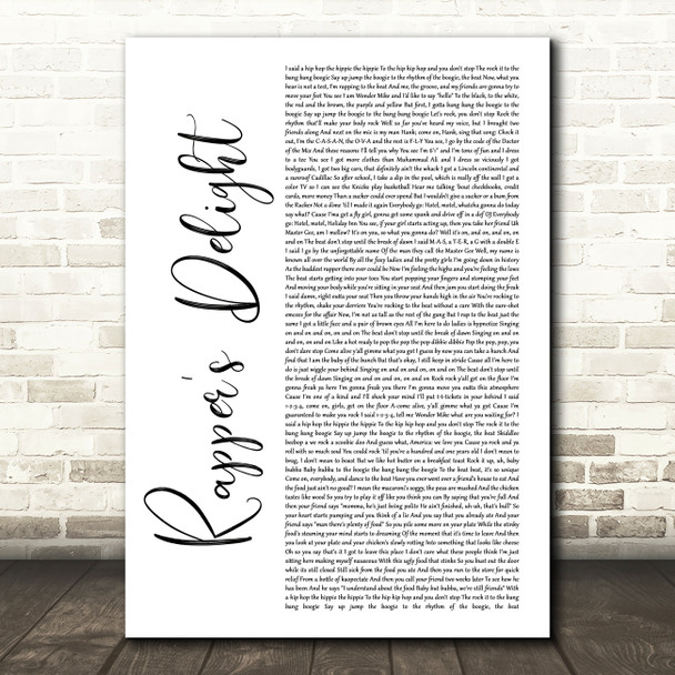 The Sugarhill Gang Rapper's Delight White Script Song Lyric Print