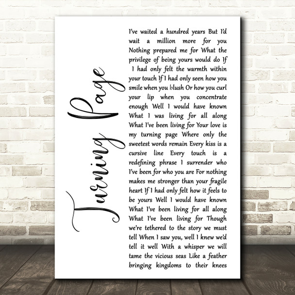 Sleeping At Last Turning Page White Script Song Lyric Music Art Print