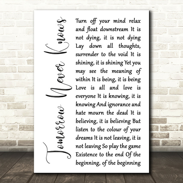 The Beatles Tomorrow Never Knows White Script Song Lyric Music Art Print