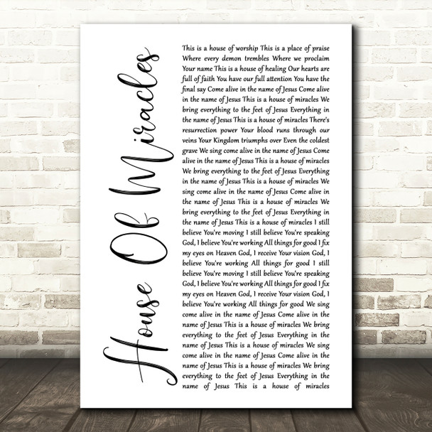 Brandon Lake House Of Miracles White Script Song Lyric Music Art Print