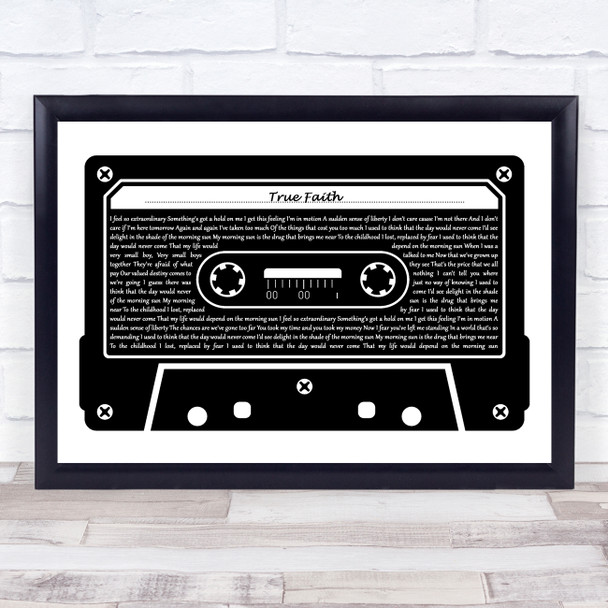 New Order True Faith Black & White Music Cassette Tape Song Lyric Art Print