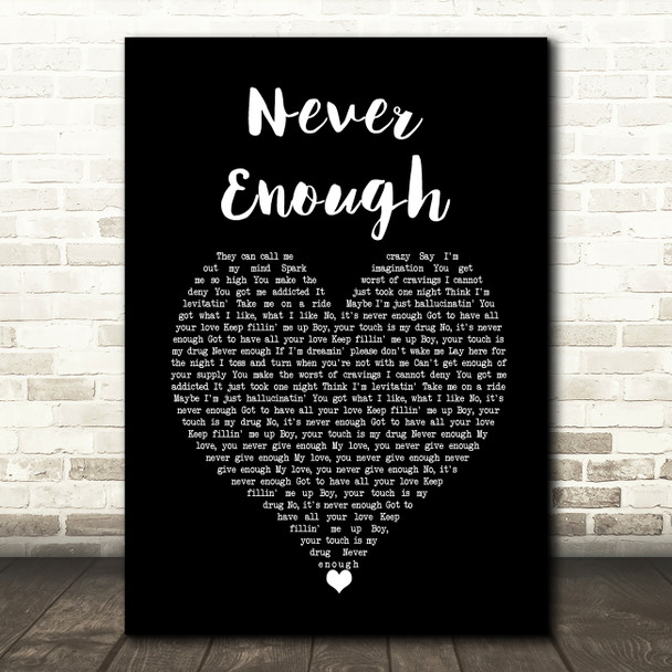 Satin Jackets Never Enough Black Heart Song Lyric Wall Art Print