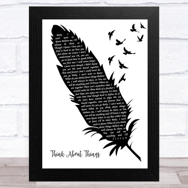 Daði & Gagnamagnið Think About Things Black & White Feather & Birds Song Lyric Art Print