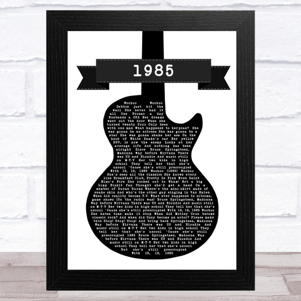 Bowling for Soup 1985 Black & White Guitar Song Lyric Art Print