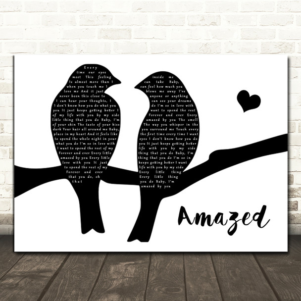 Lonestar Amazed Lovebirds Black & White Song Lyric Art Print