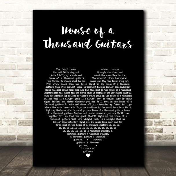 Bruce Springsteen House of a Thousand Guitars Black Heart Song Lyric Art Print
