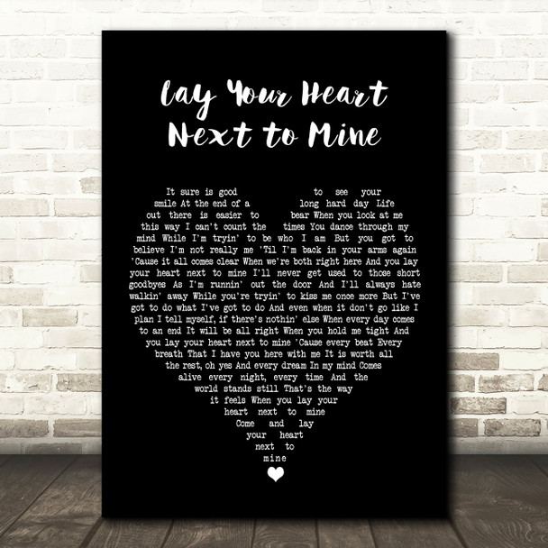 Steve Azar Lay Your Heart Next to Mine Black Heart Song Lyric Wall Art Print