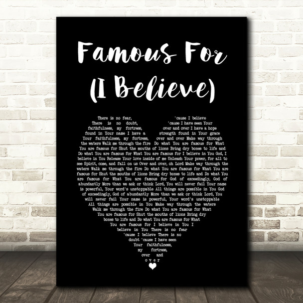 Tauren Wells Famous For (I Believe) Black Heart Song Lyric Art Print