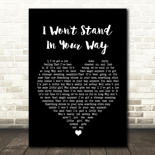 Stray Cats I Won't Stand In Your Way Black Heart Song Lyric Wall Art Print