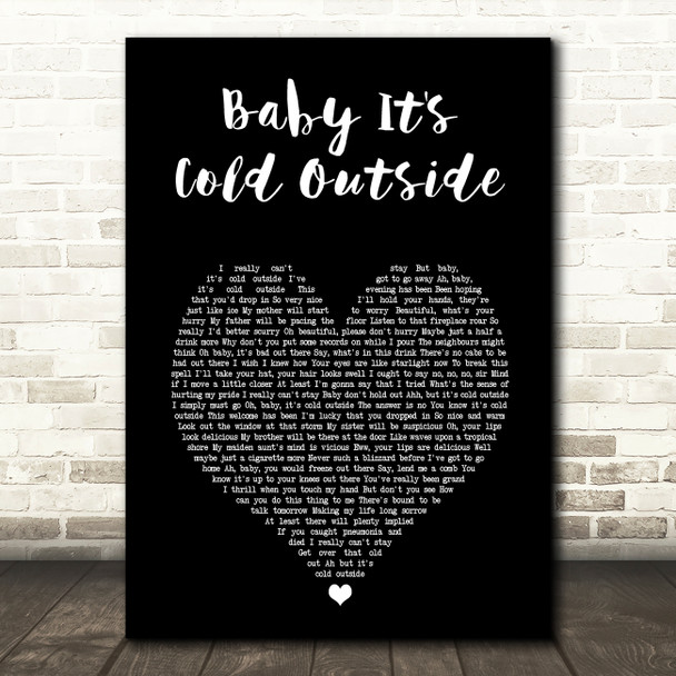 Tom Jones Baby It's Cold Outside Black Heart Song Lyric Art Print