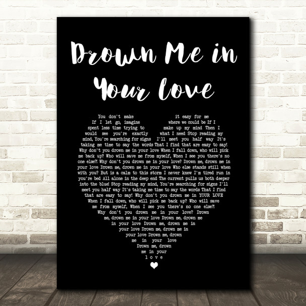 Jacquie Lee Drown Me in Your Love Black Heart Song Lyric Art Print