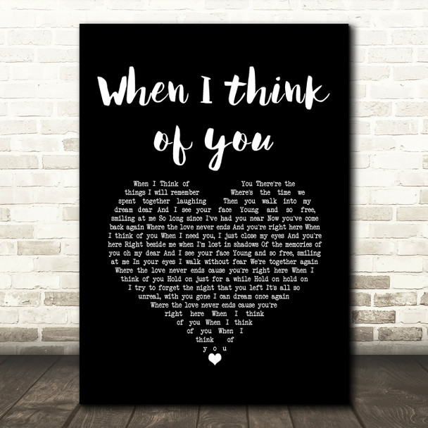 Steve Perry When I think of you Black Heart Song Lyric Art Print