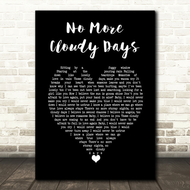 Eagles No More Cloudy Days Black Heart Song Lyric Art Print