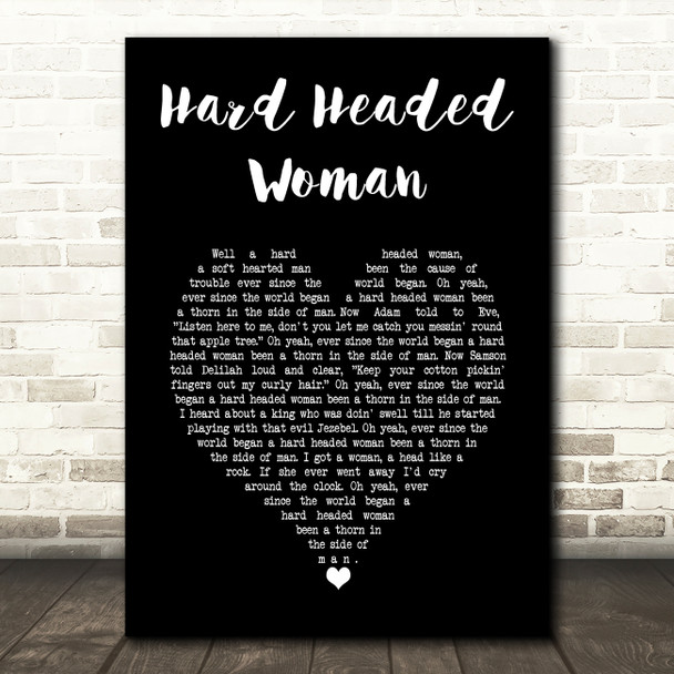 Elvis Presley Hard Headed Woman Black Heart Song Lyric Art Print